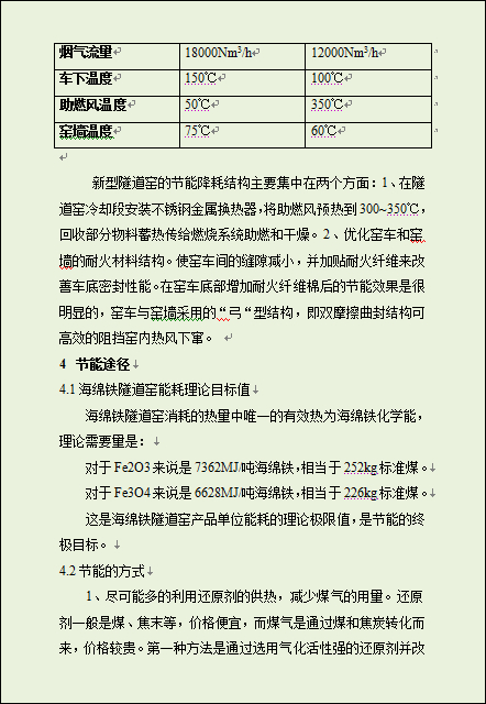 直接还原铁隧道窑热工分析和节能措施